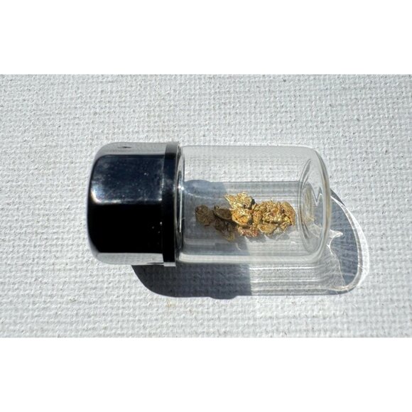 California Gold Nuggets in Glass Jar - 0.50 grams Natural Placer Gold Specimens - Picture 3 of 4